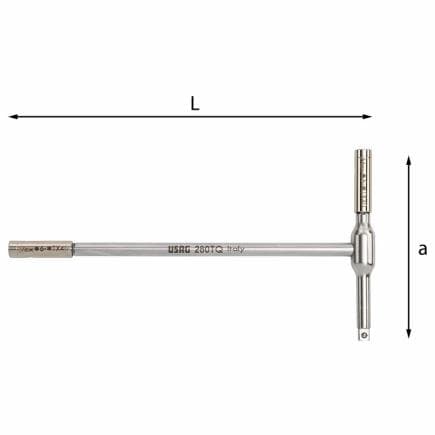 USAG U02800800 - Cle en T avec porte embouts 1/4"