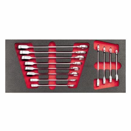 USAG U05191060 - Jeu de clés mixtes à cliquet plates en mousse bicolore (12 pcs.)