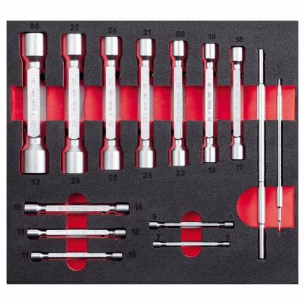 USAG U05191057 - Jeu de clés à douilles doubles lourdes en mousse bicolore (14 pcs.)