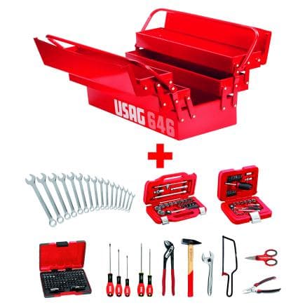 USAG U06468002E - Boîte à outils longue en porte-à-faux 646/5LV avec assortiment (183 pcs.)