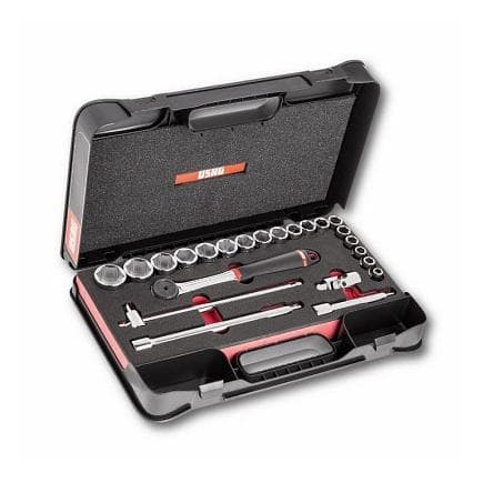 USAG U06080302 - ASSORTIMENT EN COFFRET ABS DE DOUILLES 6 PANS (23 PIÈCES)