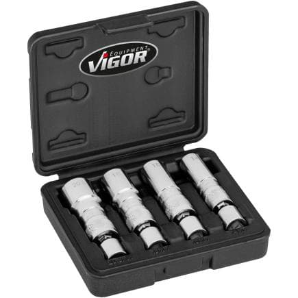 VIGOR V7002/4 - Jeu de clés à douilles pour bougies 3/8" (4 pcs.)