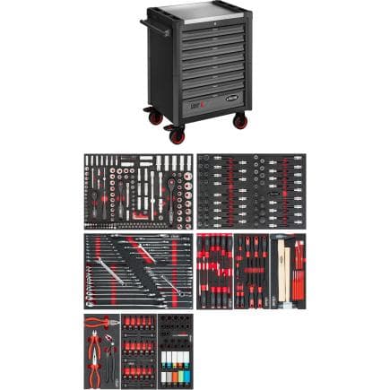 VIGOR V1901-X/376 - Servante d'atelier série L avec assortiment (376 pcs.)
