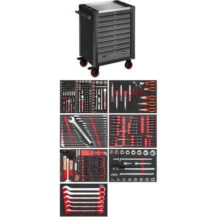 VIGOR V1901-X/NKW - Servante d'atelier série L avec assortiment (336 pcs.)