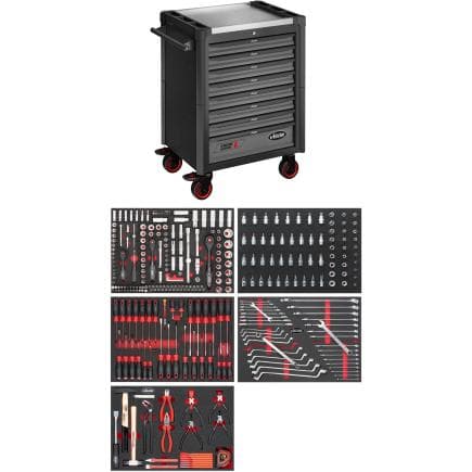 VIGOR V4560-X - Servante d'atelier série L avec assortiment (344 pcs.)