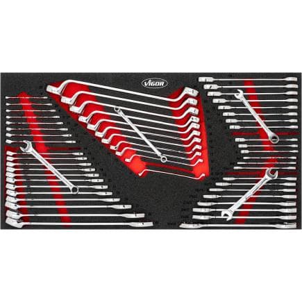 VIGOR V6650N - Jeu de clés dans un insert en mousse souple à 2 composants (58 pièces)
