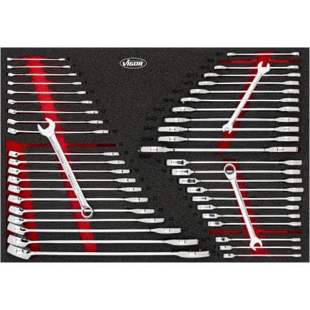 VIGOR V6724N - Jeu de clés dans un insert en mousse souple à 2 composants (45 pièces)