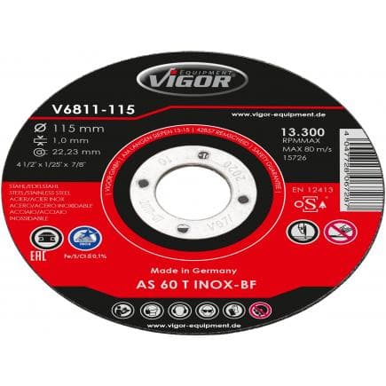 VIGOR V6811-115 - Jeu de disques à tronçonner 115mm (10 pcs.)