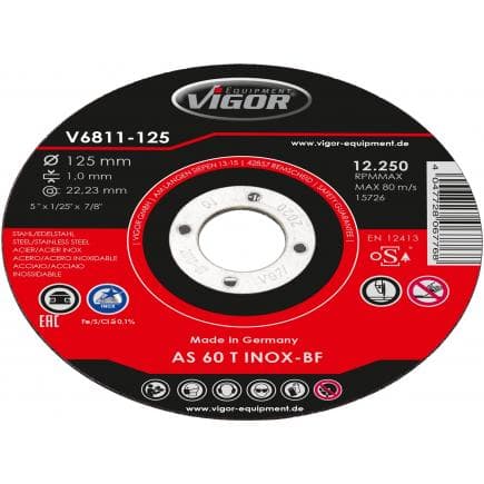 VIGOR V6811-125 - Jeu de disques à tronçonner 125mm (10 pcs.)