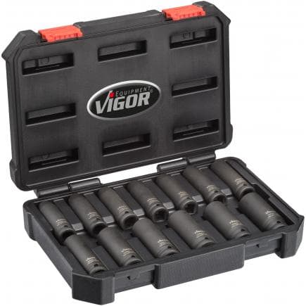 VIGOR V5550L - Jeu de douilles à choc longues 1/2" (13 pcs.)