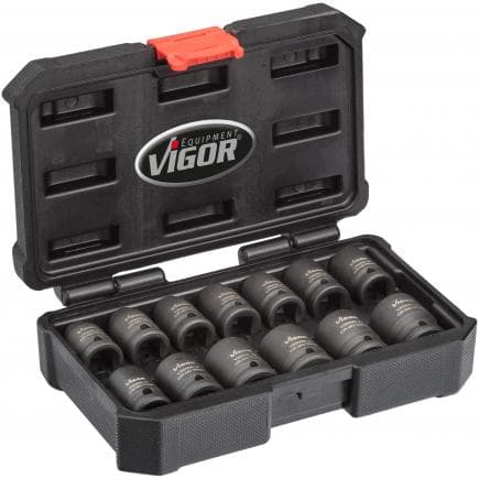 VIGOR V5550S - Jeu de douilles à chocs, courtes (13 pcs.)