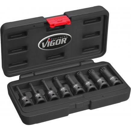 VIGOR V7018 - Jeu de douilles tournevis à chocs pour profil à denture interne XZN® (8 pcs.)