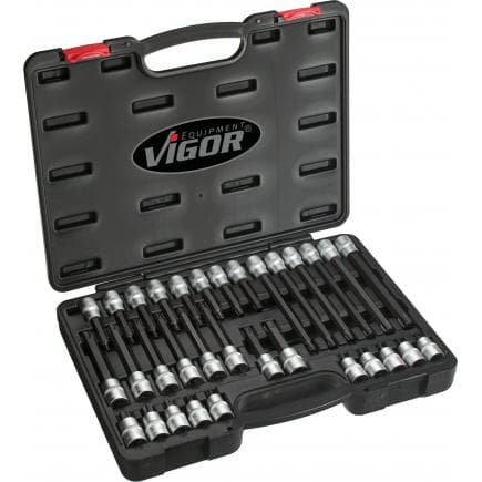VIGOR V1917 - Jeu de douilles tournevis TORX® 1/2" (32 pcs.)