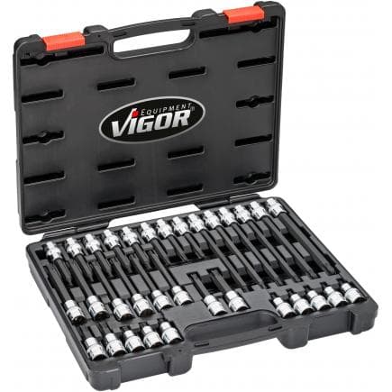 VIGOR V7917 - 1/2" Jeu de douilles tournevis TORX® à tête sphérique (32 pcs.)