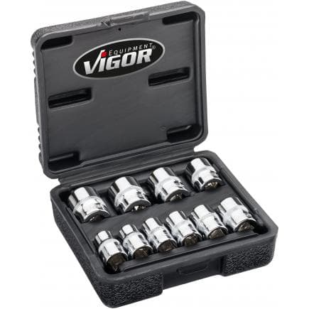 VIGOR V7538/10 - Jeu de clés à douilles à 12 pans 3/8" (10 pcs.)