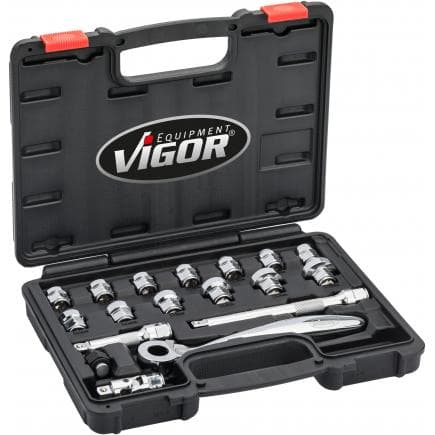 VIGOR V6202 - Jeu de douilles pour douilles super plates (18 pcs.)