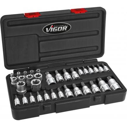 VIGOR V1781 - Jeu de douilles TORX® (34 pcs.)