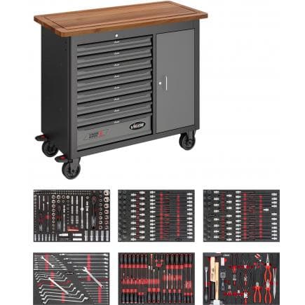 VIGOR V5158 - Etabli mobile série L avec assortiment (375 pcs.)