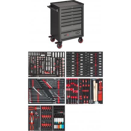 VIGOR V1901/376 - Servante d'atelier séries L avec assortiment (376 pcs.)