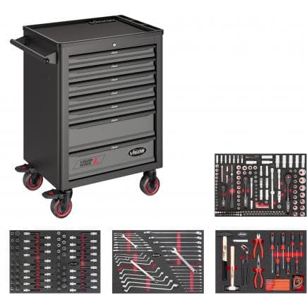 VIGOR V5055 - Servante d'atelier séries L avec assortiment (317 pcs.)