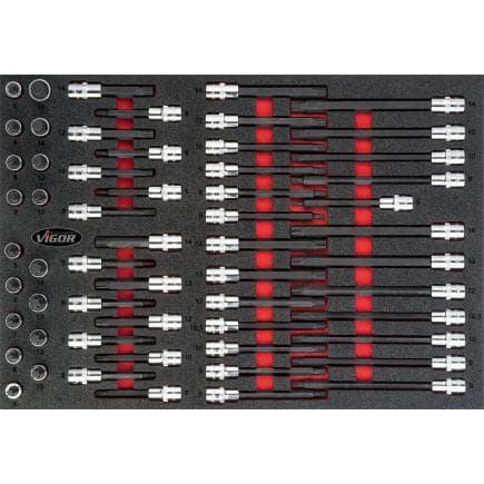 VIGOR V4729 - Jeu de douilles mâles (58 pcs.)