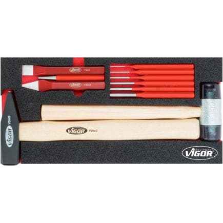 VIGOR V5006 - Jeu de marteaux et burins (11 pcs.)