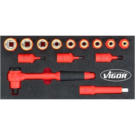VIGOR V5011 - Jeu de douilles 1/2" VDE (14 pcs)