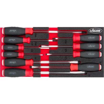 VIGOR V5068 - Jeu de tournevis avec capuchon d'impact (10 pcs.)