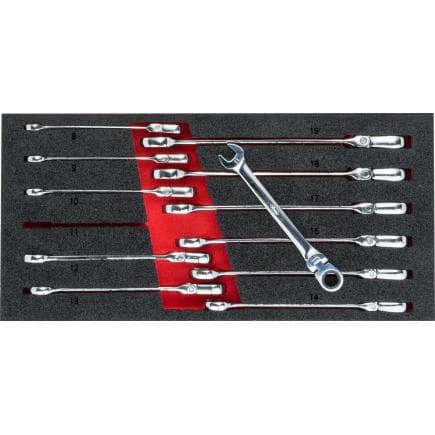 VIGOR V5077 - Jeu de clés mixtes à cliquet avec charnière (12 pcs.)