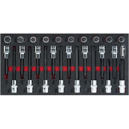 VIGOR V5095 - Jeu de douilles tournevis TORX® (26 pcs.)