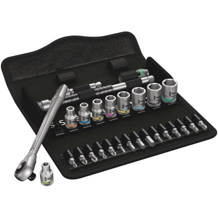 WERA 05004017001 - Jeu cliquet Metal avec carré mâle traversant et douille 1/4" métrique (28 pcs.)