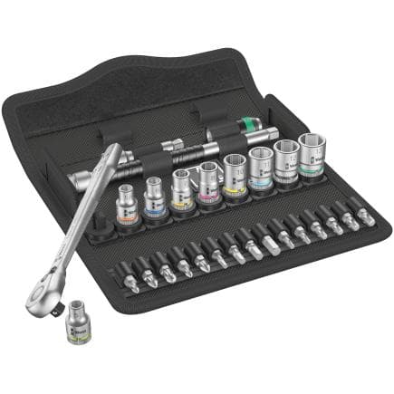 WERA 05004018001 - Jeu cliquet Metal avec levier d'inversion et douille 1/4" métrique (28 pcs.)