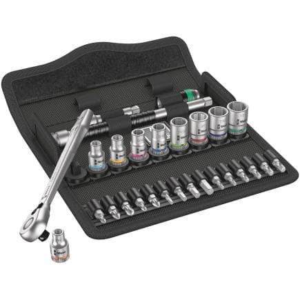 WERA 05004021001 - Jeu cliquet Metal avec levier d'inversion et douille 1/4" pouces (28 pcs.)