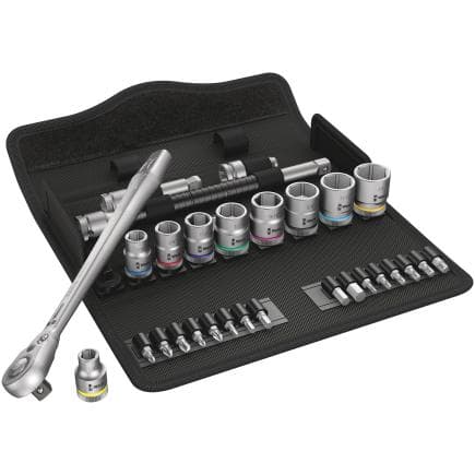WERA 05004051001 - Jeu cliquet Metal avec levier d'inversion et douille 3/8" pouces (29 pcs.)