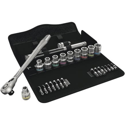 WERA 05004078001 - Jeu cliquet Metal avec levier d'inversion 1/2" et douille métrique (28 pcs.)