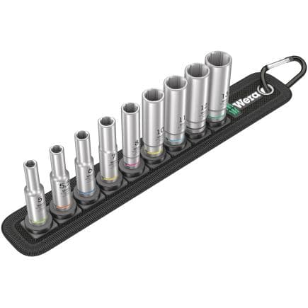 WERA 05004525001 - Jeu de douilles 1/4" longue (9 pcs.)