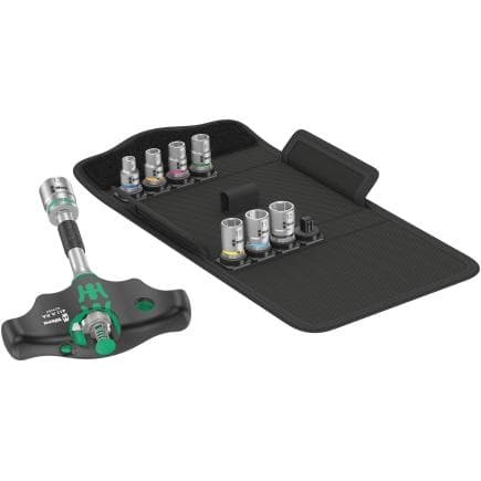 WERA 05023470001 - Jeu de tournevis à cliquet avec poignée en T et inserts (9 pcs.)