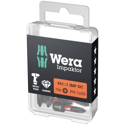 WERA 05057617001 - Embouts Phillips Impaktor (10 pcs.) (emballage libre-service)