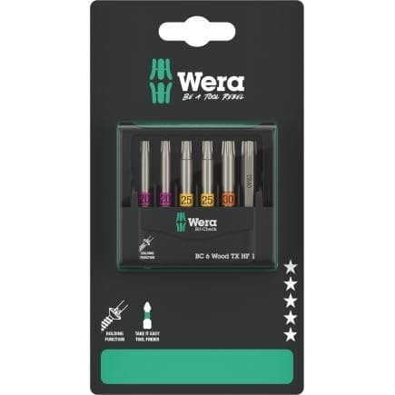 WERA 05073639001 - Jeu de embouts Wood Torx (6 pcs.) (emballage libre-service)