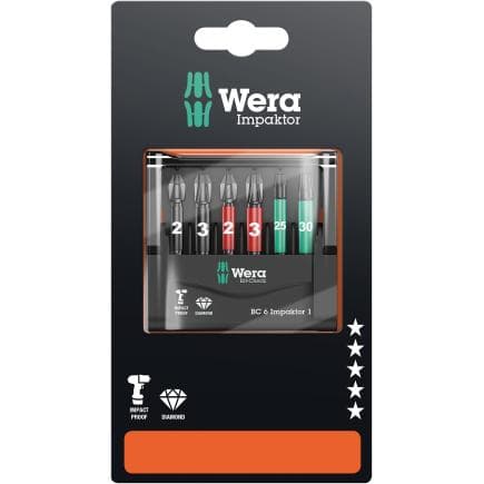 WERA 05073890001 - Jeu d'embouts Impaktor (6 pcs.) (emballage libre-service)