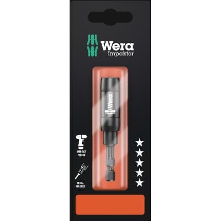 WERA 05073990001 - Porte-embouts Impaktor avec aimant annulaire et jonc d'arrêt 1/4" (emballage libre-service)