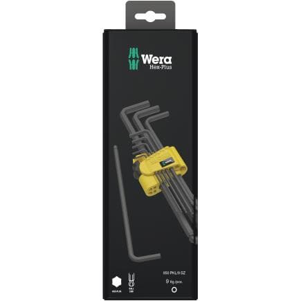WERA 05133180001 - Jeu de clés mâles coudées Hex-Plus métrique chromées pouces (9 pcs.) (emballage libre-service)