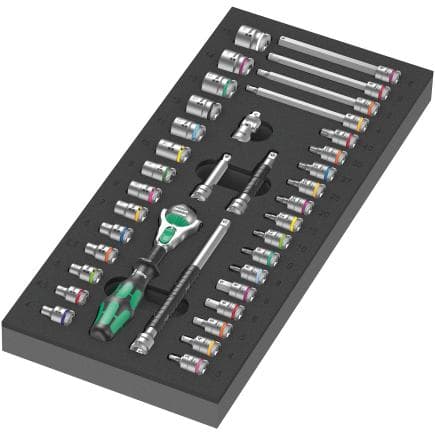 WERA 05150110001 - "Jeu de cliquet 8000 A Zyklop 1/4" 1" in insert en mousse (37 pcs.)
