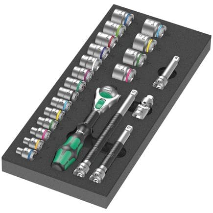 WERA 05150111001 - "Jeu de cliquet 8000 B Zyklop 3/8" 1" in insert en mousse (23 pcs.)