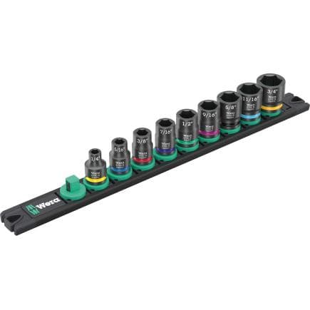 WERA 05005452001 - 9608 - Jeu de douilles B Impaktor 1 imperial avec bande magnétique (9 pcs.)