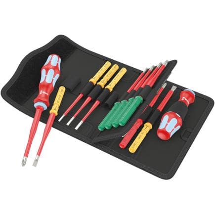 WERA 05006631001 - Kit d’embouts et de porte-embouts Kraftform Kompakt VDE Inox extra mince (17 pièces)