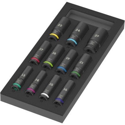 WERA 05150115001 - 9725 - Mousse thermoformée avec Zyklop C 1/2" set Impaktor Douilles profondes (11 pièces)