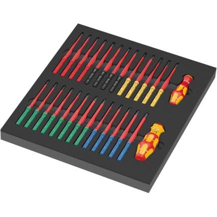WERA 05150151001 - 9751 - Mousse thermoformée avec jeu de tournevis Kraftform Kompakt VDE (28 pièces)