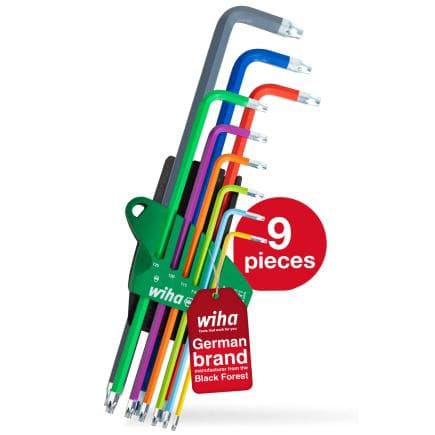 WIHA 46556 - Jeu de clés mâles Torx couleur luminescente dans l’étui ProStar (9 pcs.)