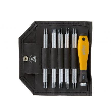 WIHA 31499 - Tournevis avec jeu de 12 lames de rechange SYSTEM 4 ESD assorties avec trousse enroulable